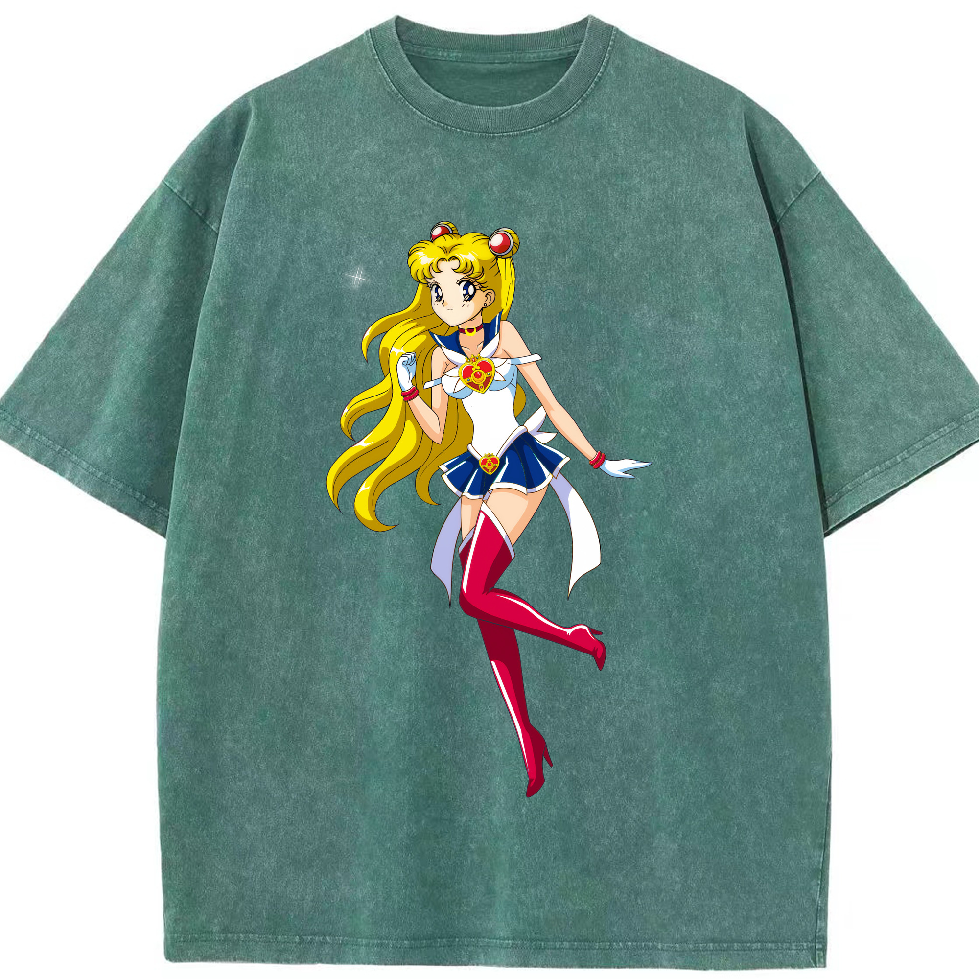 （画像用） 美少女戦士セーラームーン 月野 うさぎ つきの うさぎ Sailor Moon Tsukino Usagi 綿100% ヴィンテージ風 半袖Tシャツ（フロントプリント）